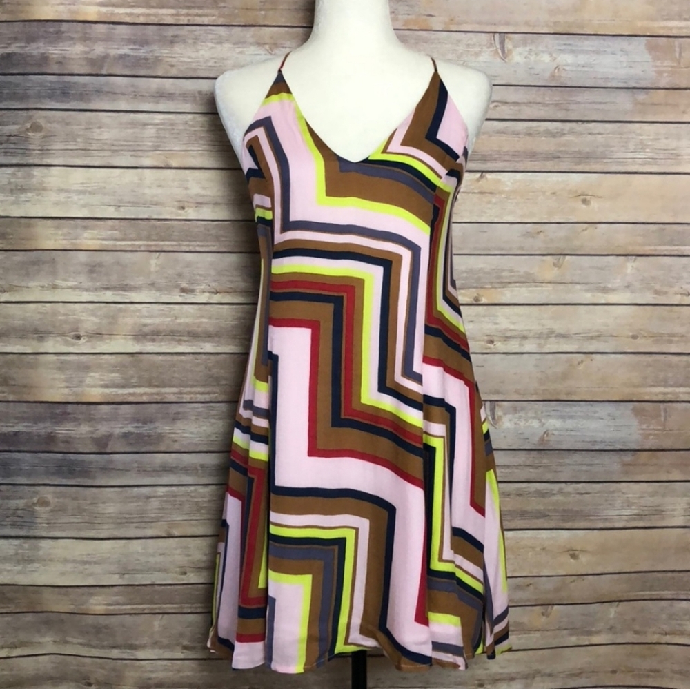 LUSH Multicolor Geometric Strappy Dress  Size Small